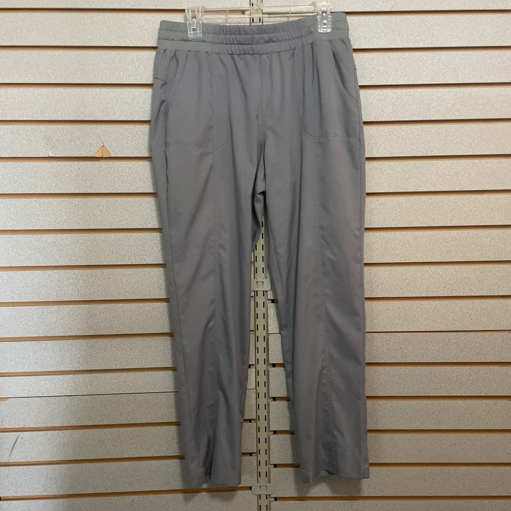 SBA Active Women's Gray Polyester Elastic Waist Pull On Pants Size L Scrub pants